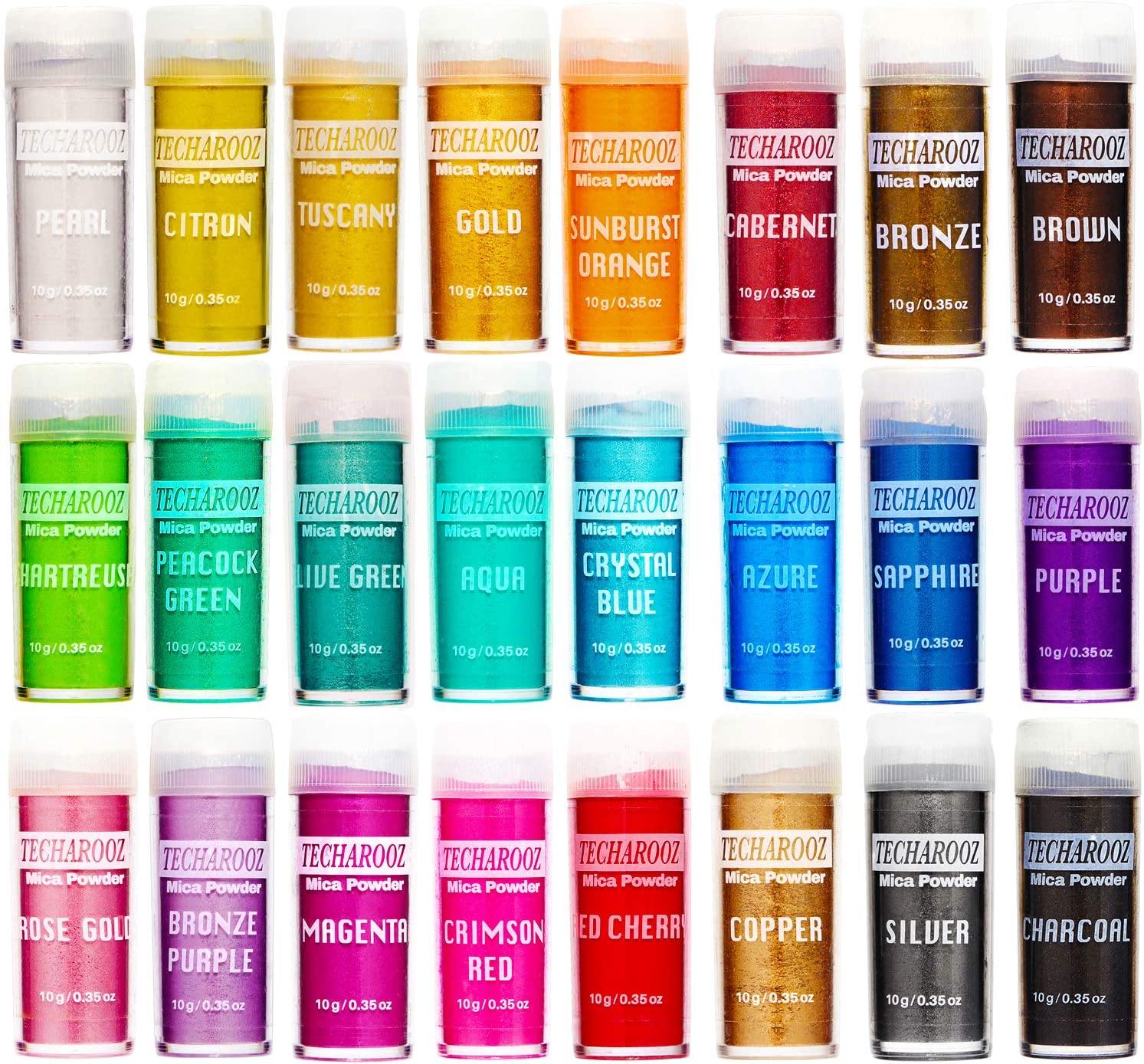 Mica Powder Pigment 24 Colors Set for Epoxy Resin, Soaps