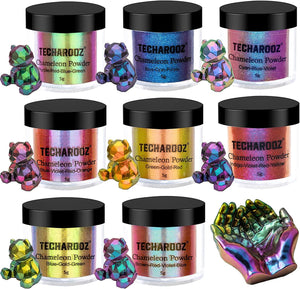 Chameleon Mica Powder - 8 Colors Holographic Color Shift Pigment for Epoxy Resin & Arts & Craft - Techarooz