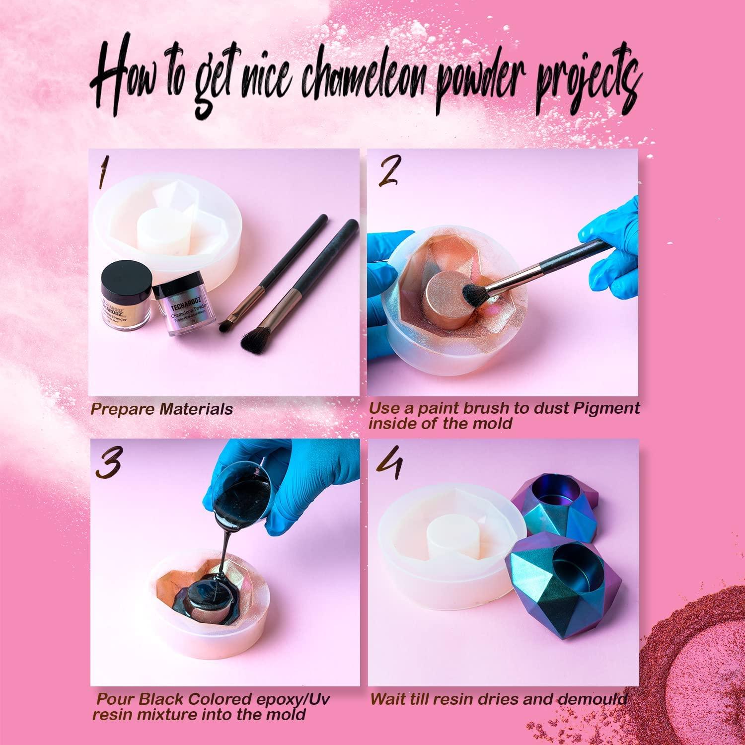 Chameleon Mica Powder, 8 Colors Jars Set,Epoxy Resin Color Shift Changing  Powder