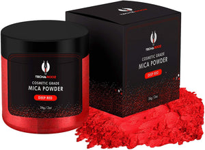 Deep Red Mica Powder for Epoxy Resin 56g / 2oz. Jar - TECHAROOZ 2 Tone Resin Dye Color Pigment Powder for Lip Gloss, Nails, Colorant for Slime Bath Bombs Soap Making & Polymer Clay