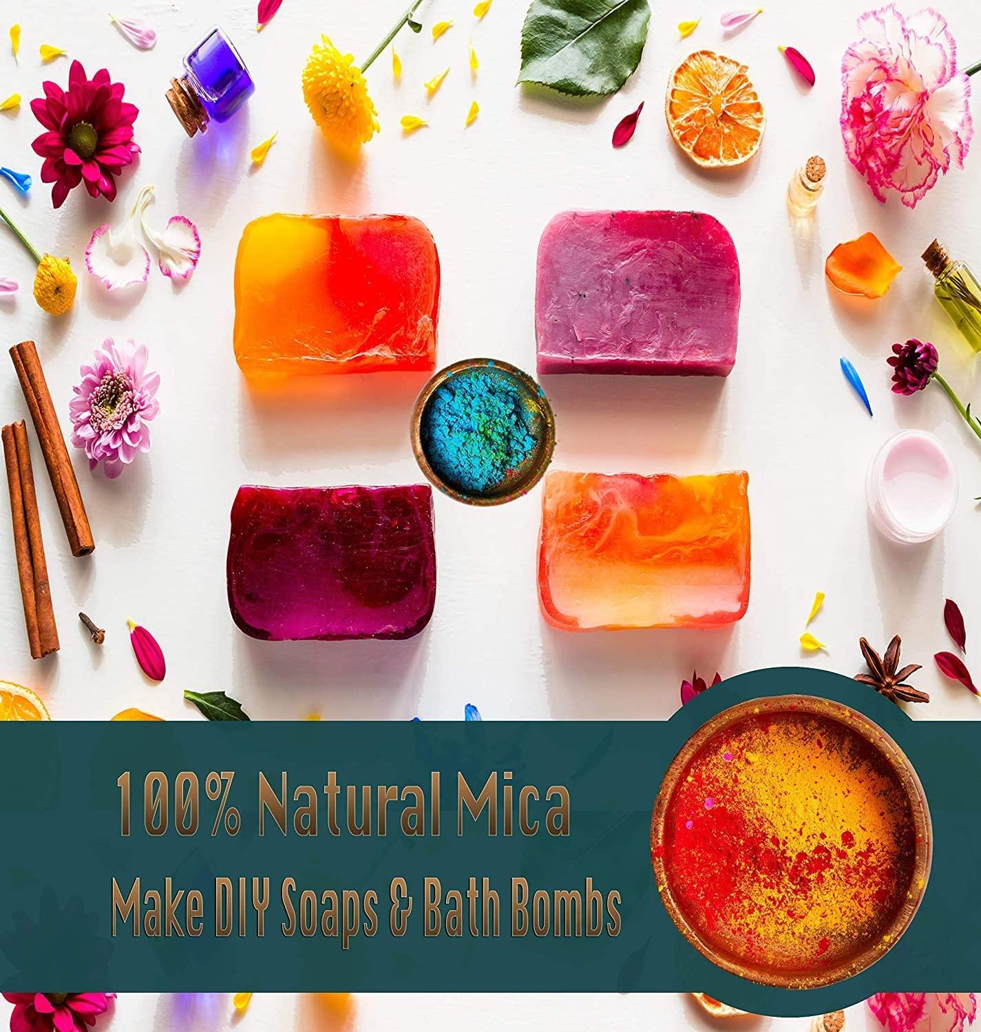  New So Soapy Organic Mica Powder for Soap Making kit 50 Vibrant  Color 5g Mica Pigment Bags for Natural Glow Lip Gloss, Soap Making Dyes,  Bath Bombs, Candle Making, Slime and
