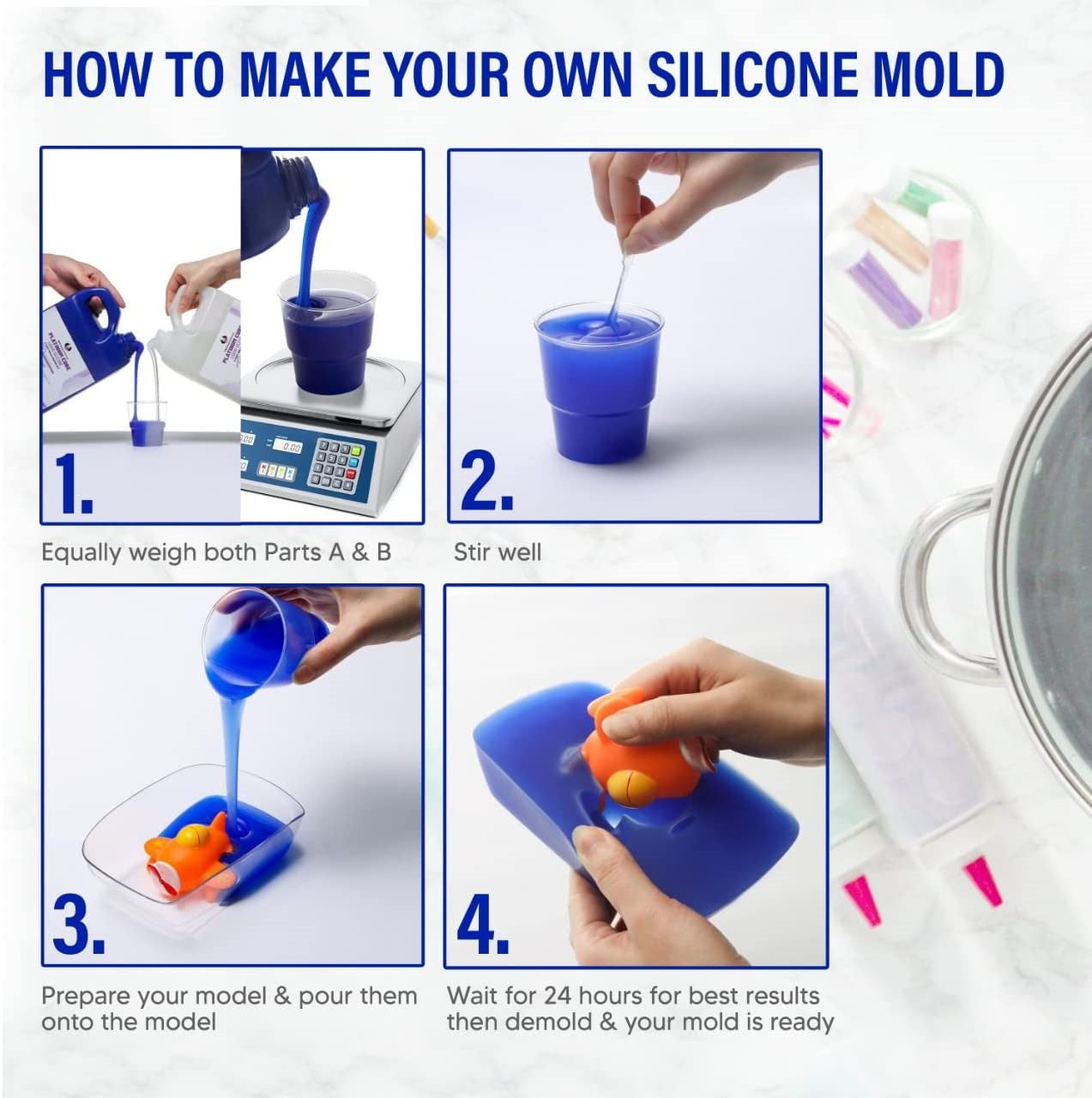 Held og lykke Bordenden Vittig Food Grade Liquid Silicone Mold Making Kit for Soap Resin Candles 1 Gallon