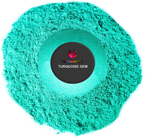 Turquoise Gem Mica Powder for Epoxy Resin 56g / 2oz. Jar - TECHAROOZ 2 Tone Resin Dye Color Pigment Powder for Lip Gloss, Nails, Colorant for Slime Bath Bombs Soap Making & Polymer Clay - Techarooz